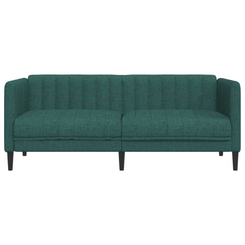 Sofa 2-osobowa, ciemnozielona, tapicerowana tkaniną