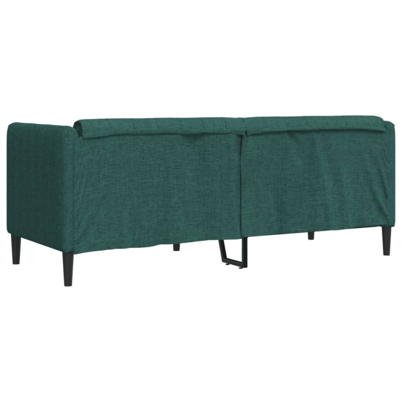 Sofa 2-osobowa, ciemnozielona, tapicerowana tkaniną