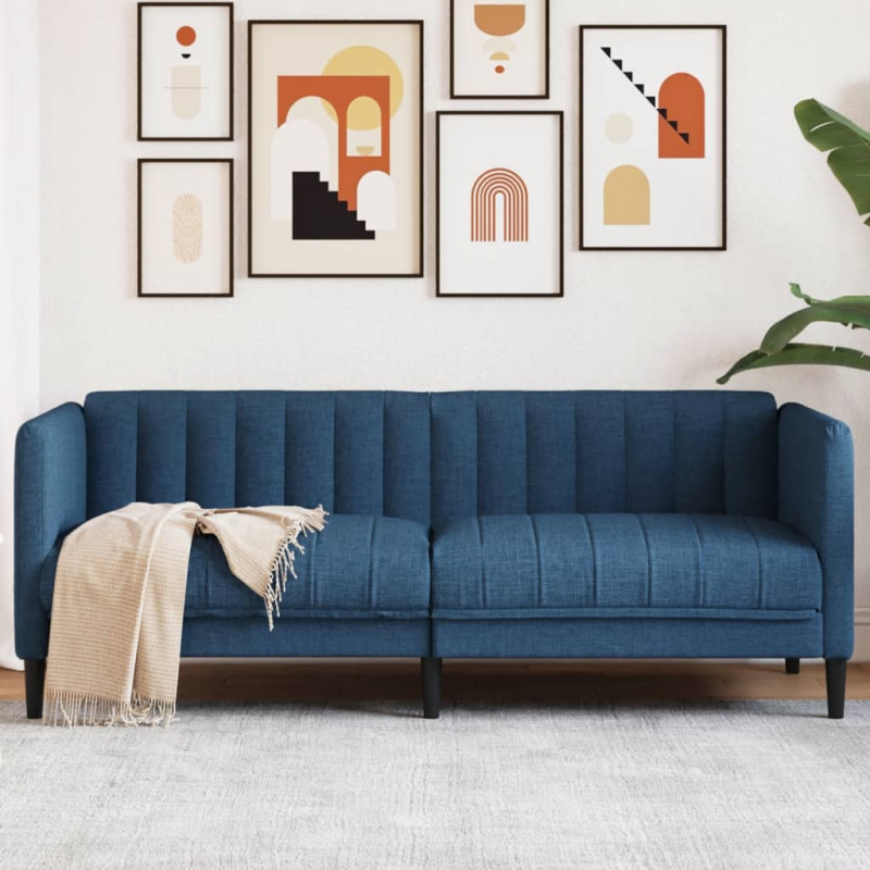 Sofa dwuosobowa, niebieska, tkanina