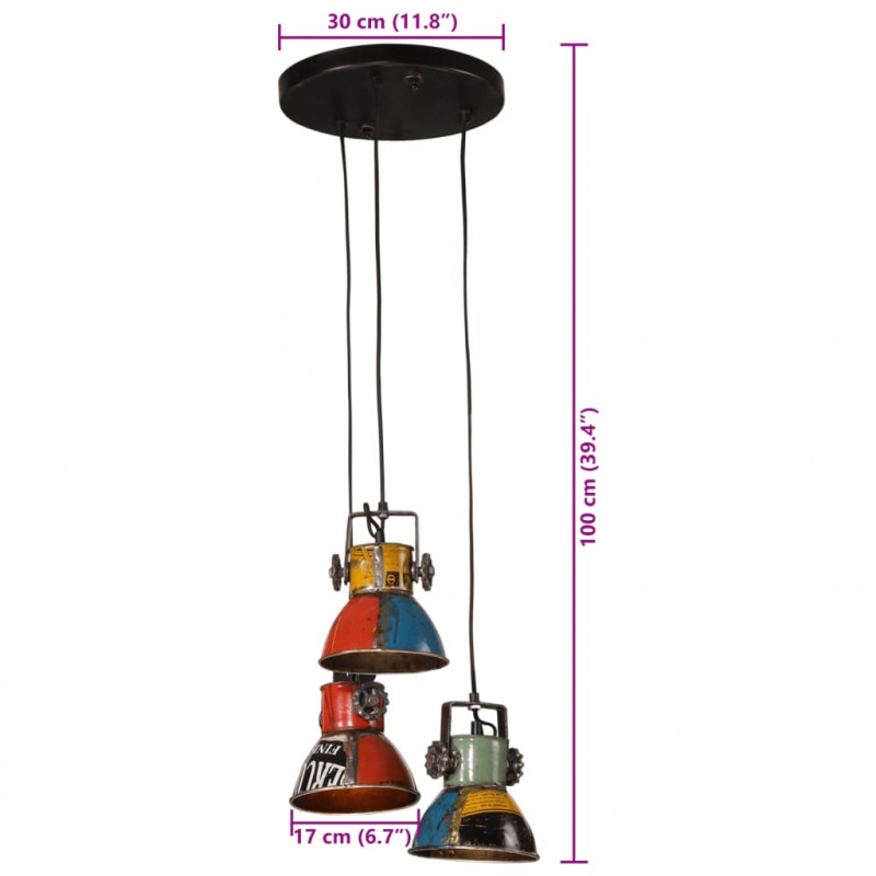 Lampa wisząca, 25 W, wielokolorowa, 30x30x100 cm, E27