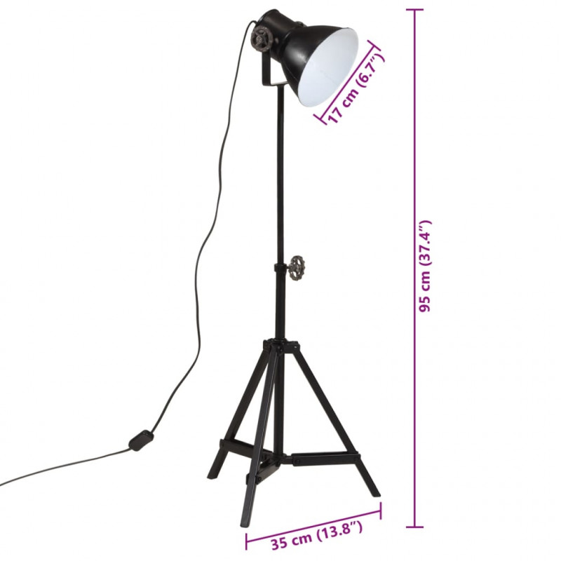 Lampa stołowa, 25 W, czarna, 35x35x65/95 cm, E27