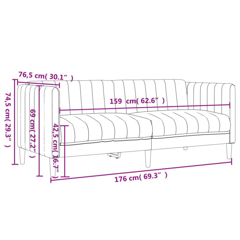 Sofa dwuosobowa, niebieska, tkanina