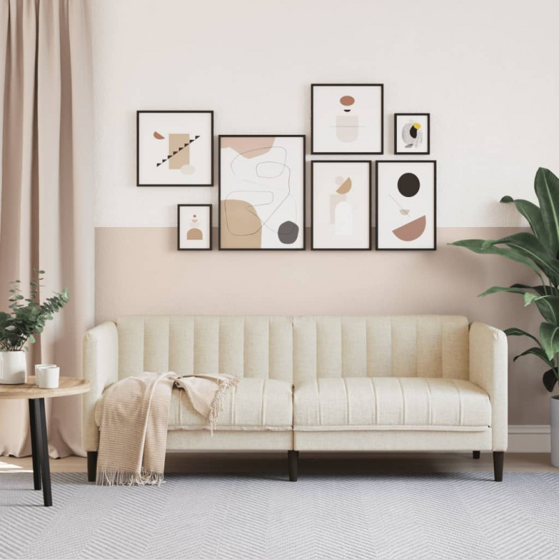 Sofa dwuosobowa, obita lnem