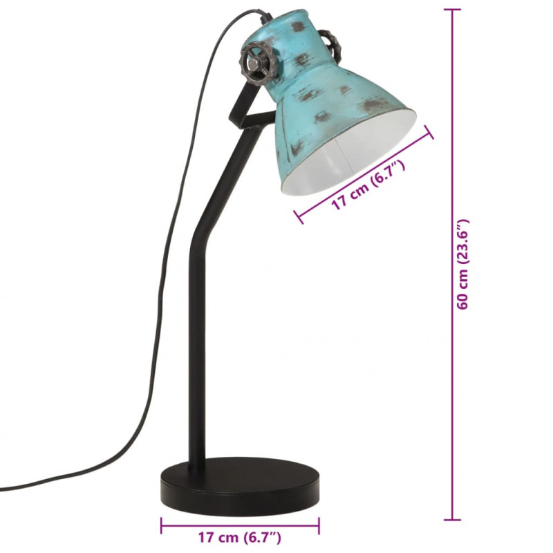 Lampa stołowa, 25 W, postarzany niebieski, 17x17x60 cm, E27