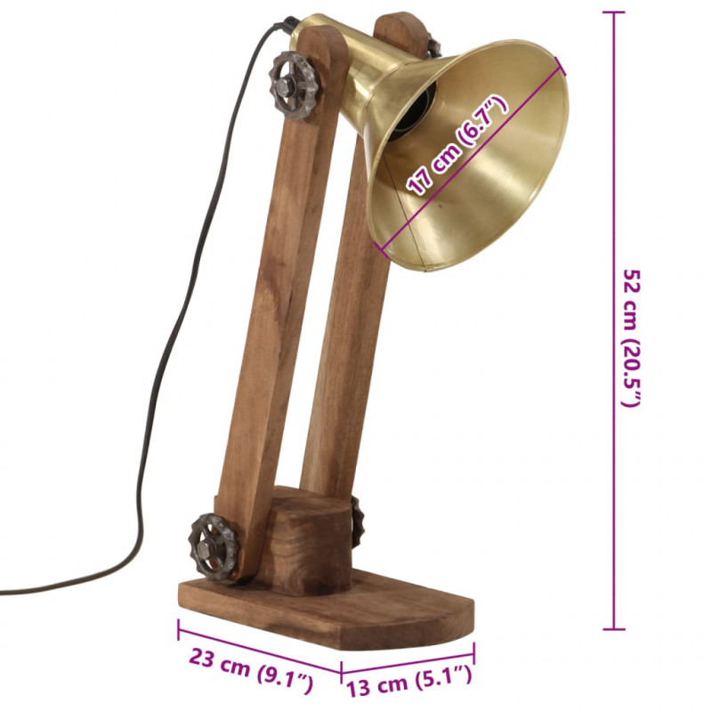 Lampa stołowa, 25 W, antyczny mosiądz, 23x13x52 cm, E27