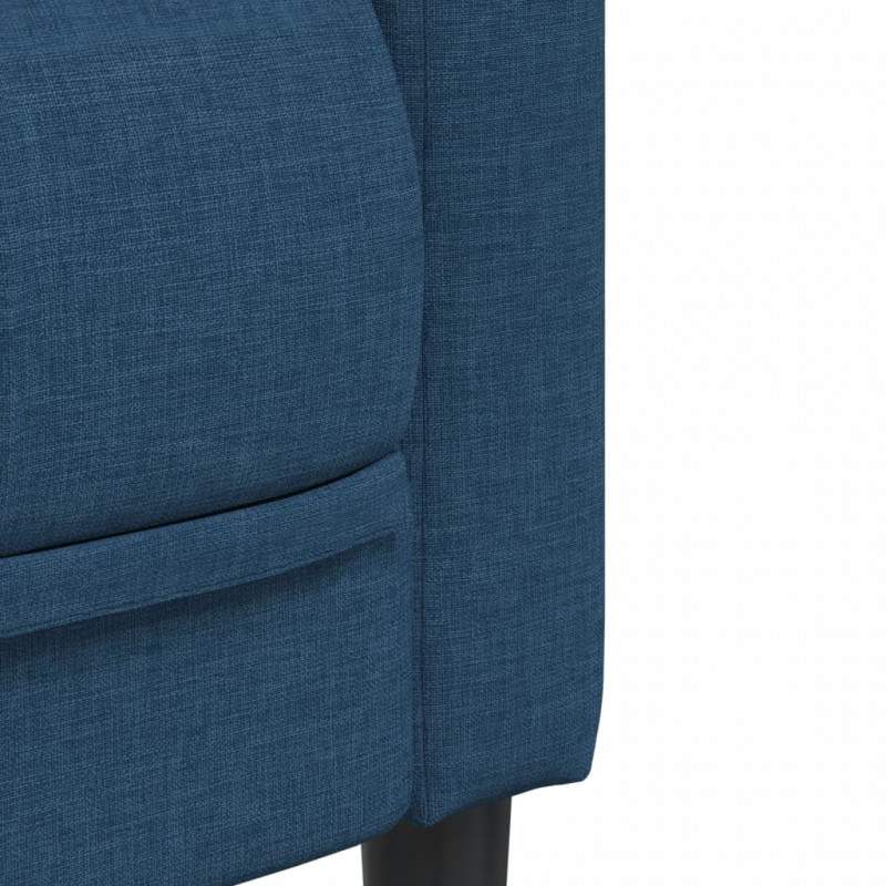 Sofa 3-osobowa, niebieska, tapicerowana tkaniną