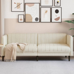 Sofa 3-osobowa, kremowa, tapicerowana tkaniną