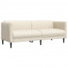 Sofa 3-osobowa, kremowa, tapicerowana tkaniną