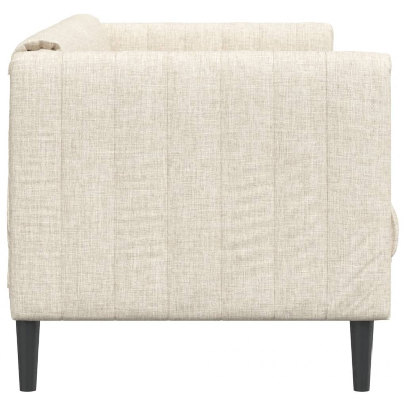 Sofa 3-osobowa, kremowa, tapicerowana tkaniną