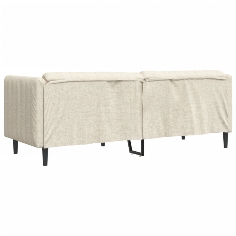 Sofa 3-osobowa, kremowa, tapicerowana tkaniną