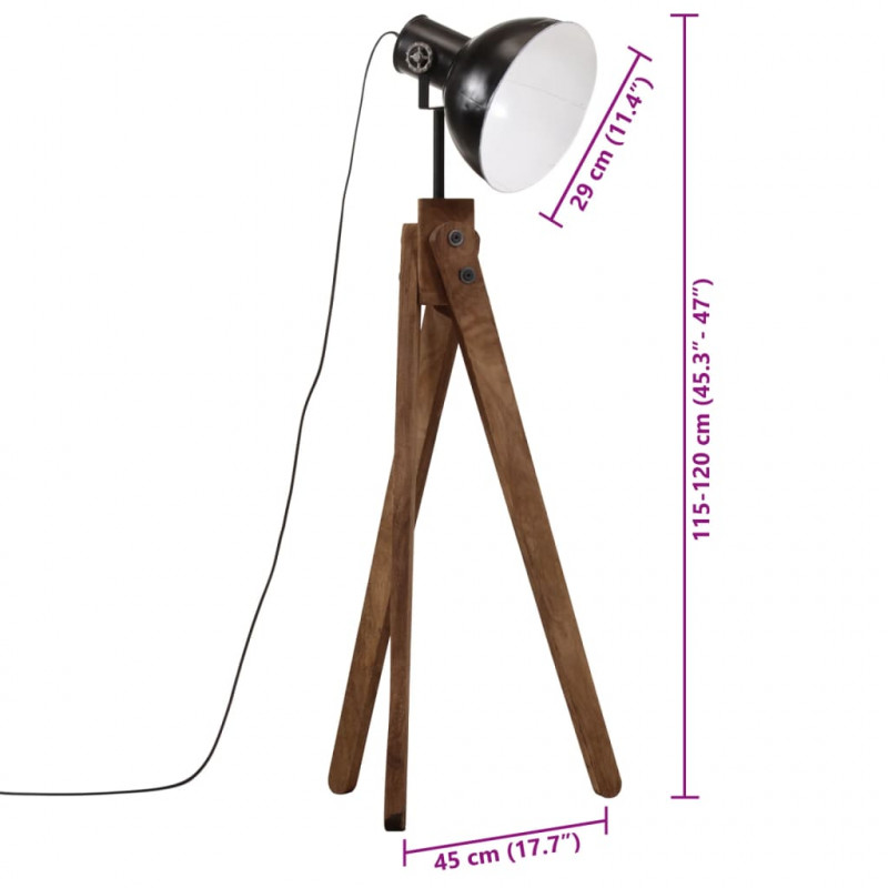 Lampa stojąca, 25 W, czarna, 45x45x120 cm, E27