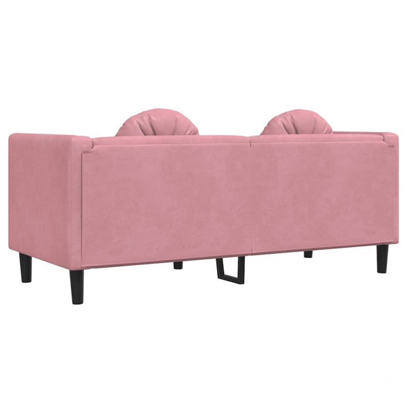 Sofa 2-osobowa z poduszkami, różowa, aksamit