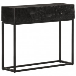 Stolik konsolowy, czarny, 90x30x76 cm, drewno mango i żelazo