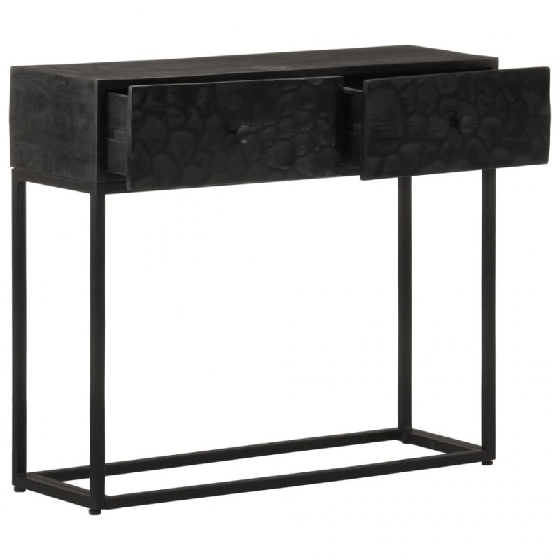 Stolik konsolowy, czarny, 90x30x76 cm, drewno mango i żelazo