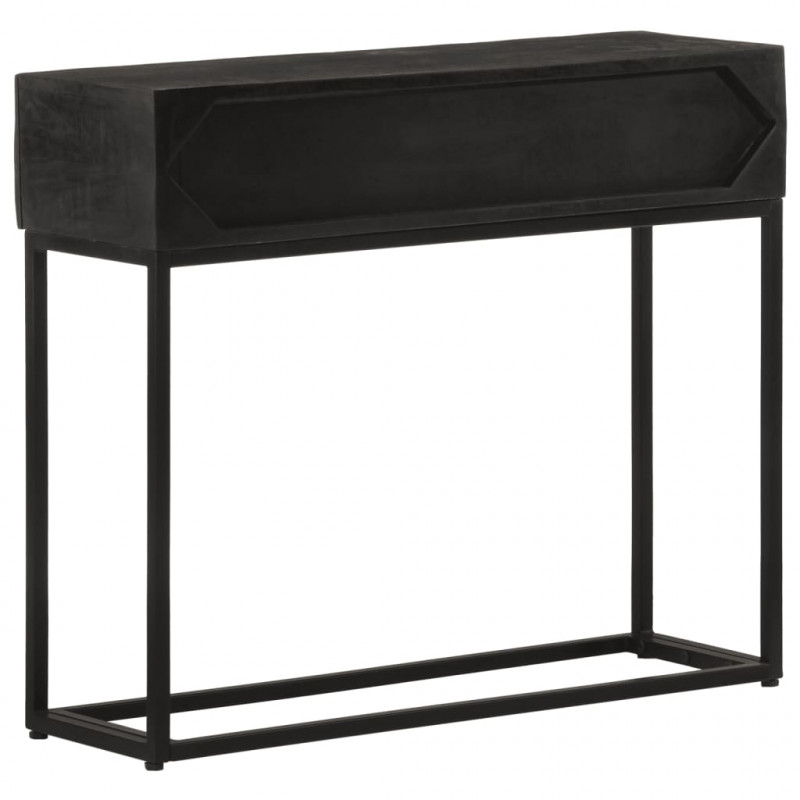 Stolik konsolowy, czarny, 90x30x76 cm, drewno mango i żelazo