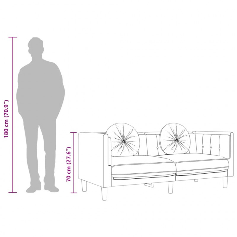 Sofa 3-osobowa z poduszkami, niebieska, aksamit