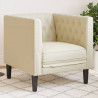 Fotel Chesterfield, kremowy, tapicerowany sztuczną skórą