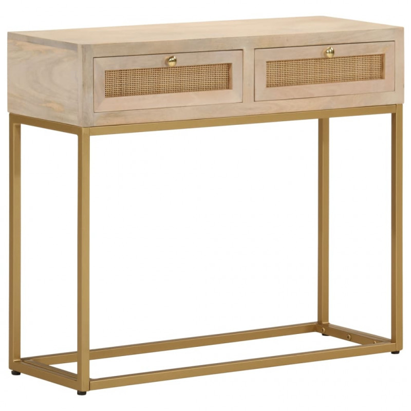 Stolik konsolowy, 90x30x76 cm, lite drewno mango i żelazo
