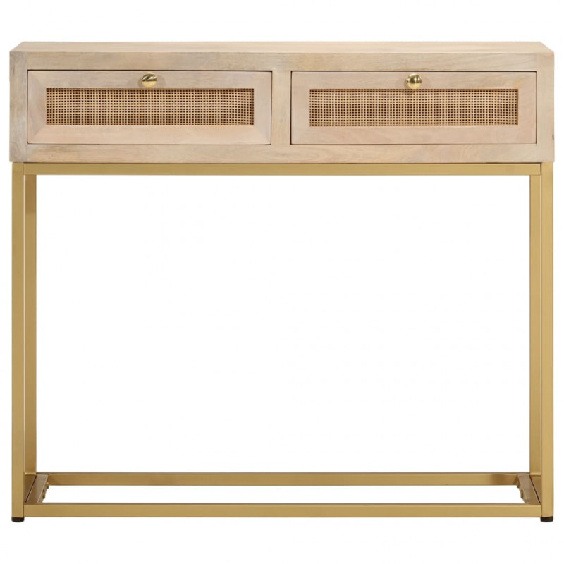 Stolik konsolowy, 90x30x76 cm, lite drewno mango i żelazo