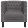 Fotel Chesterfield, szary, tapicerowany sztuczną skórą