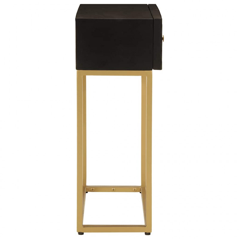Stolik konsolowy, czarny, 90x30x76 cm, drewno mango i żelazo