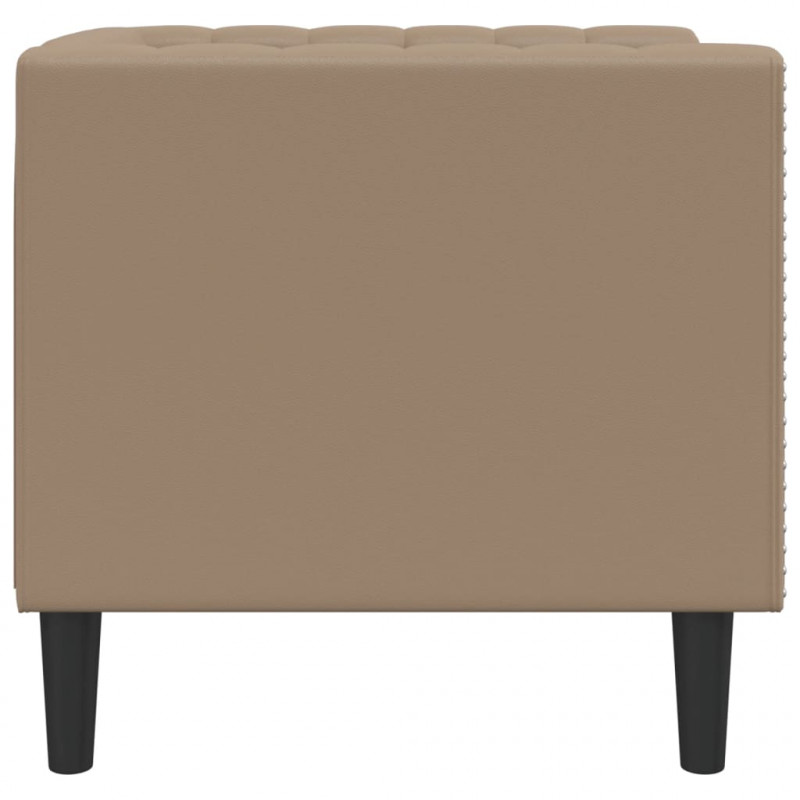 Fotel Chesterfield, cappuccino, tapicerowany sztuczną skórą