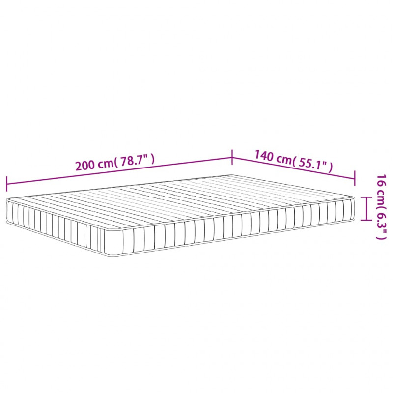 Materac piankowy, średnio miękki, 140x200 cm