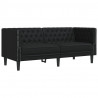 Sofa Chesterfield, 2-os., czarna, tapicerowana sztuczną skórą