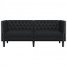 Sofa Chesterfield, 2-os., czarna, tapicerowana sztuczną skórą