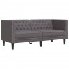 Sofa Chesterfield, 2-os., szara, tapicerowana sztuczną skórą