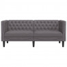 Sofa Chesterfield, 2-os., szara, tapicerowana sztuczną skórą