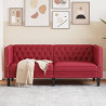 Sofa Chesterfield, 2-os., bordowa, tapicerowana sztuczną skórą