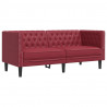 Sofa Chesterfield, 2-os., bordowa, tapicerowana sztuczną skórą