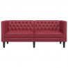 Sofa Chesterfield, 2-os., bordowa, tapicerowana sztuczną skórą