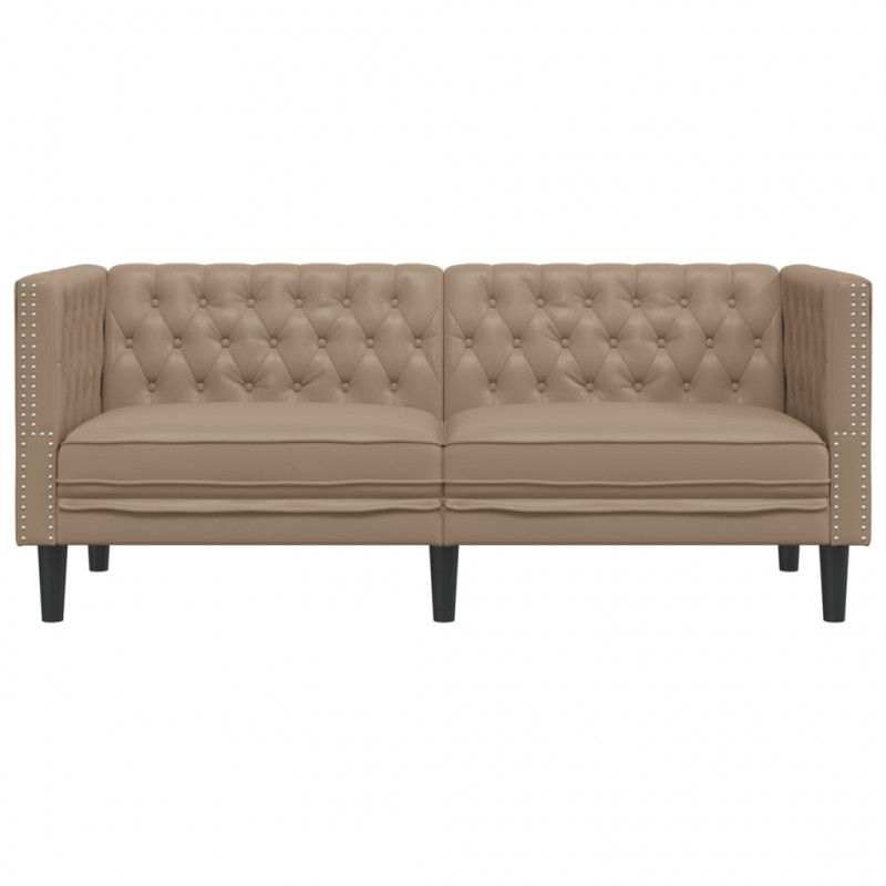 Sofa Chesterfield, 2-os., cappuccino, sztuczna skóra