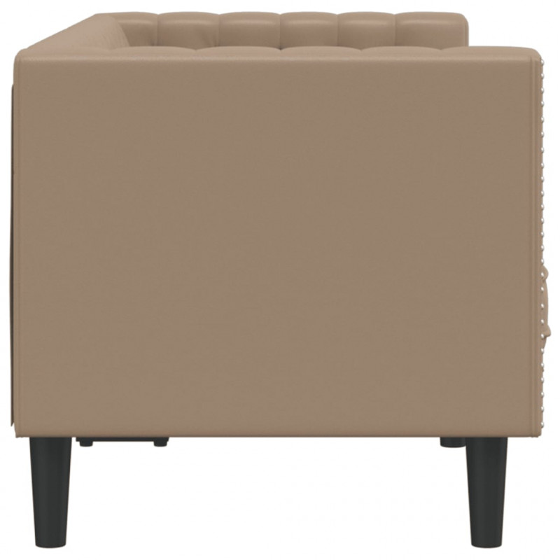 Sofa Chesterfield, 2-os., cappuccino, sztuczna skóra