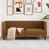 Sofa Chesterfield, 2-os., brązowa, sztuczna skóra zamszowa