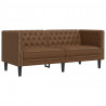 Sofa Chesterfield, 2-os., brązowa, sztuczna skóra zamszowa