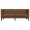 Sofa Chesterfield, 2-os., brązowa, sztuczna skóra zamszowa