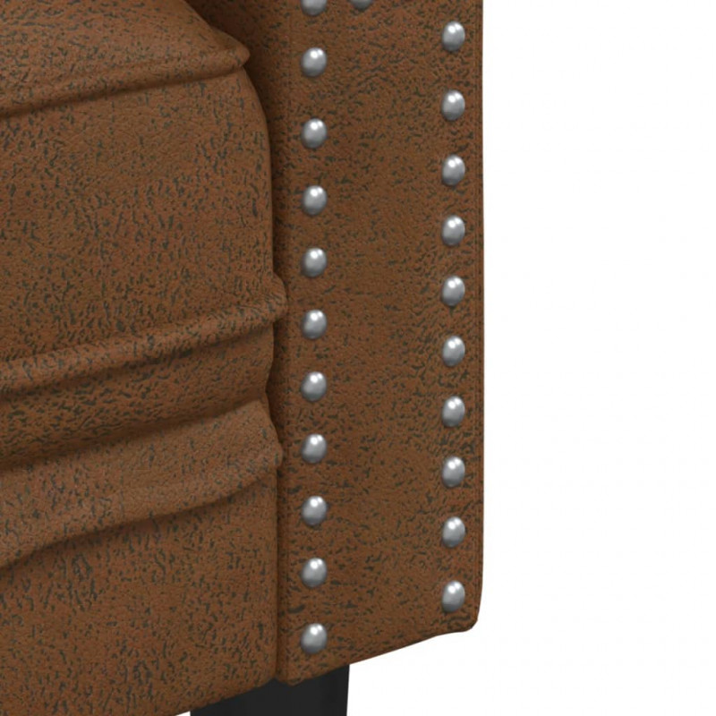 Sofa Chesterfield, 2-os., brązowa, sztuczna skóra zamszowa