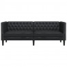 Sofa Chesterfield, 3-os., czarna, tapicerowana sztuczną skórą