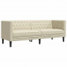 Sofa Chesterfield, trzyosobowa, kremowa, sztuczna skóra