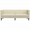 Sofa Chesterfield, trzyosobowa, kremowa, sztuczna skóra