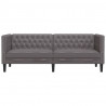 Sofa Chesterfield, 3-os., szara, tapicerowana sztuczną skórą
