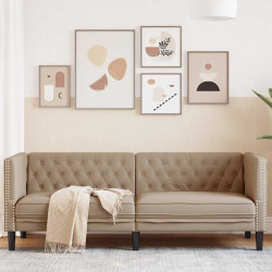 Sofa Chesterfield, 3-os., cappuccino, sztuczna skóra