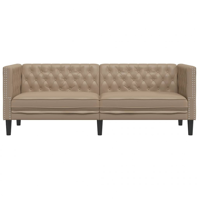 Sofa Chesterfield, 3-os., cappuccino, sztuczna skóra