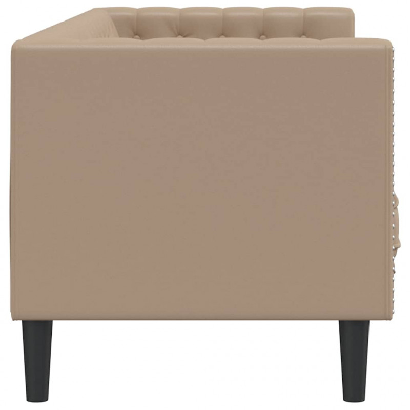 Sofa Chesterfield, 3-os., cappuccino, sztuczna skóra