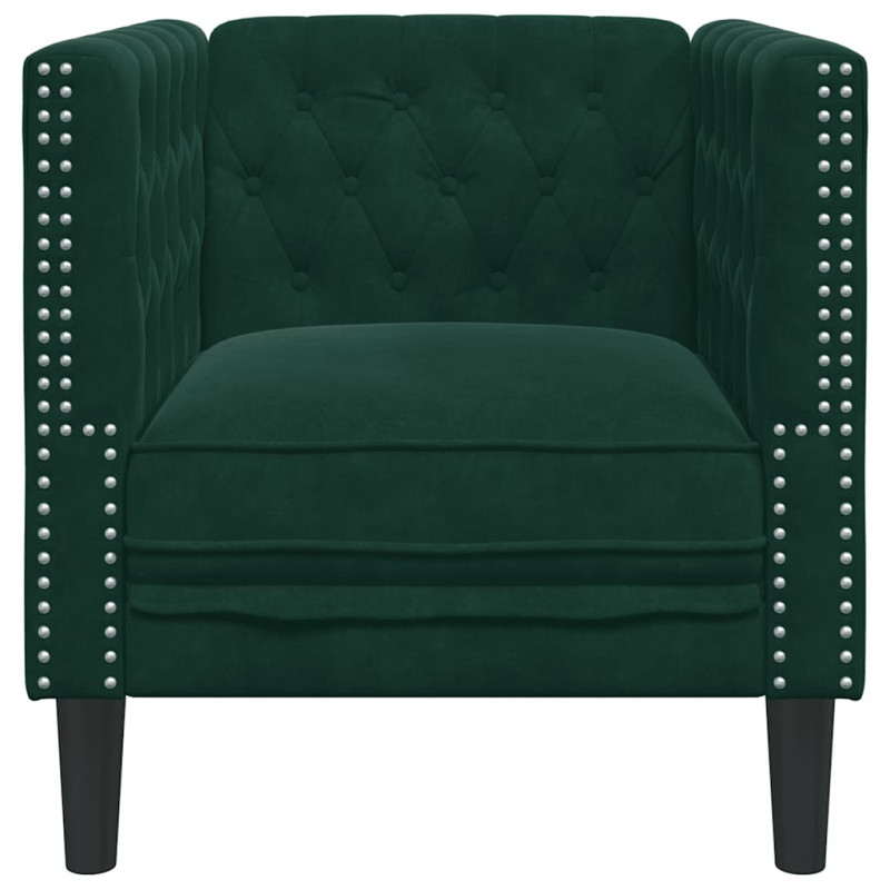 Fotel Chesterfield, ciemnozielony, tapicerowany aksamitem