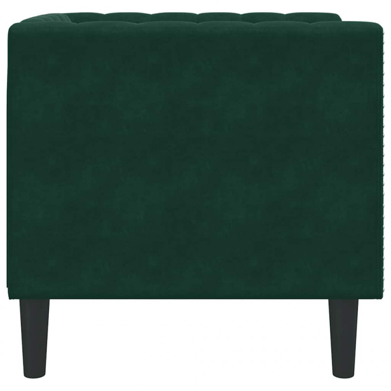Fotel Chesterfield, ciemnozielony, tapicerowany aksamitem