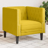 Fotel Chesterfield, żółty, tapicerowany aksamitem